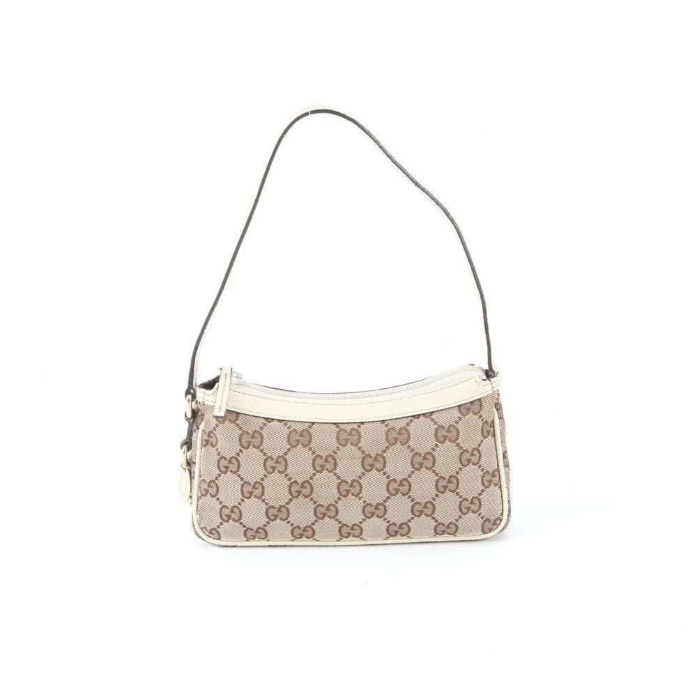 Gucci GG Canvas Leather Hobo Bag Shoulder Tote Handbag